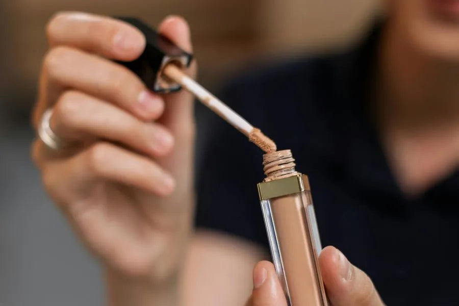 person holding a concealer