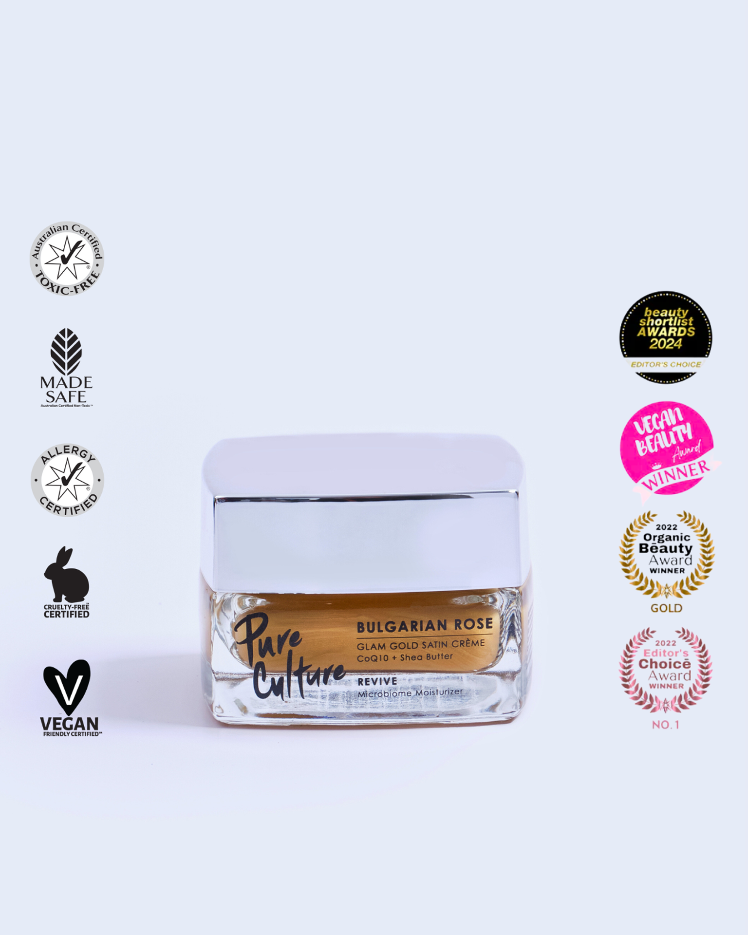 Pure Culture Bulgarian Rose Glam Gold Satin Crème (Original and Unscented)