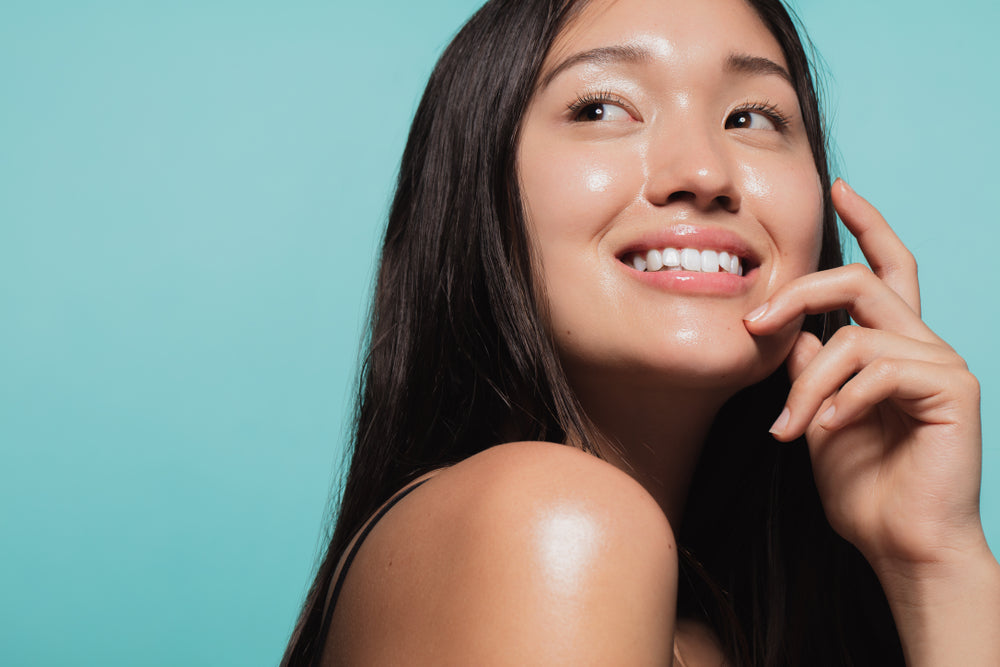 a woman smiling