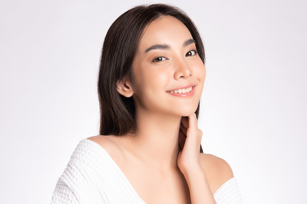 a woman smiling